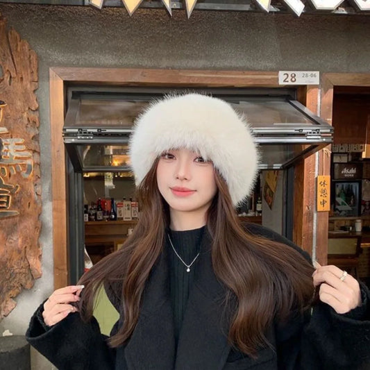 New Fluffy Fur Bucket Hat for Women, Warm Winter Fisherman Hat, Christmas Gift