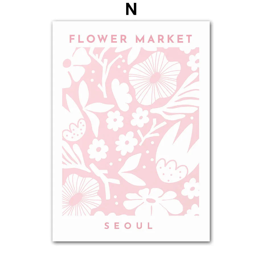 Colorful Flower Market Canvas Poster – Nordic Wall Art for Living Room