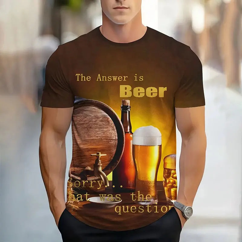 Men's Summer Gradient Print T-Shirt – Breathable, Short Sleeve, Casual Style