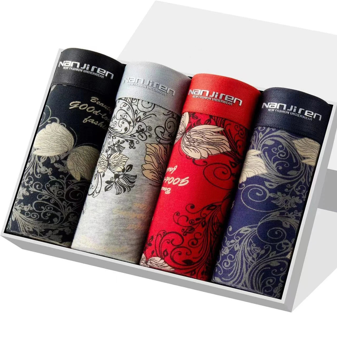 4-Pack Men's Cotton Boxer Briefs – Solid, U-Convex, Plus Size L-6XL