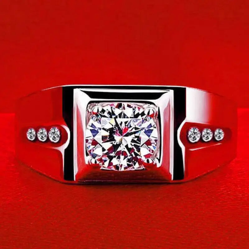 925 Sterling Silver Adjustable Crystal Ring – Fashion Wedding & Engagement Jewelry for Men