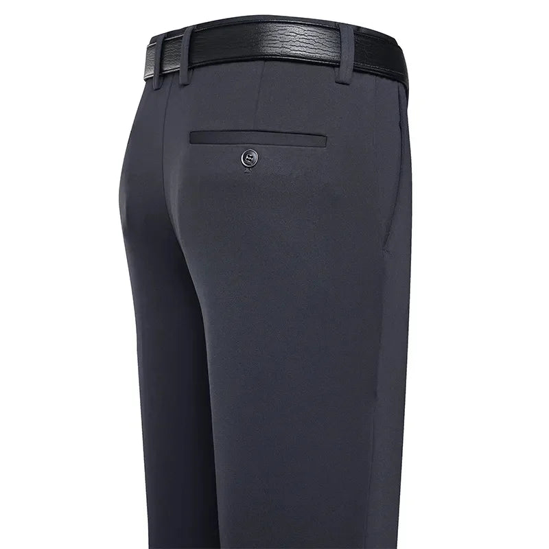 Men’s Business Casual Suit Pants – Straight Fit, Elastic Waist