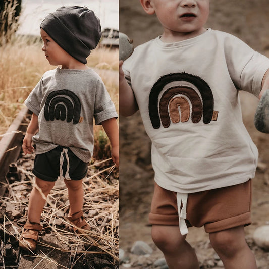 2024 Summer Infant Rainbow Cotton T-Shirts for Toddlers Boys & Girls