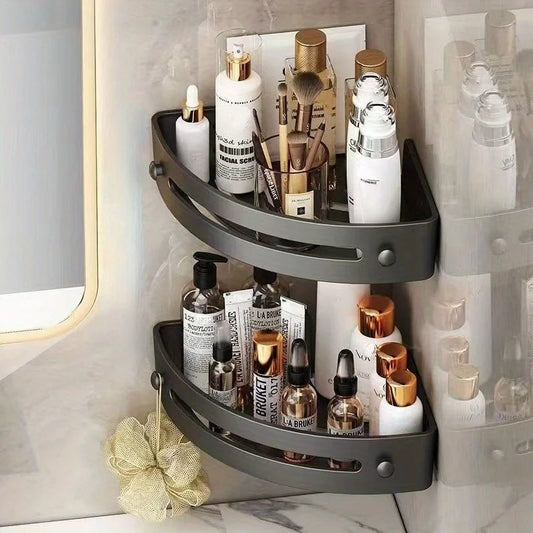 No-Drill Wall-Mounted Corner Shelf - ABS Storage Rack for Bathroom Sink and Toilet