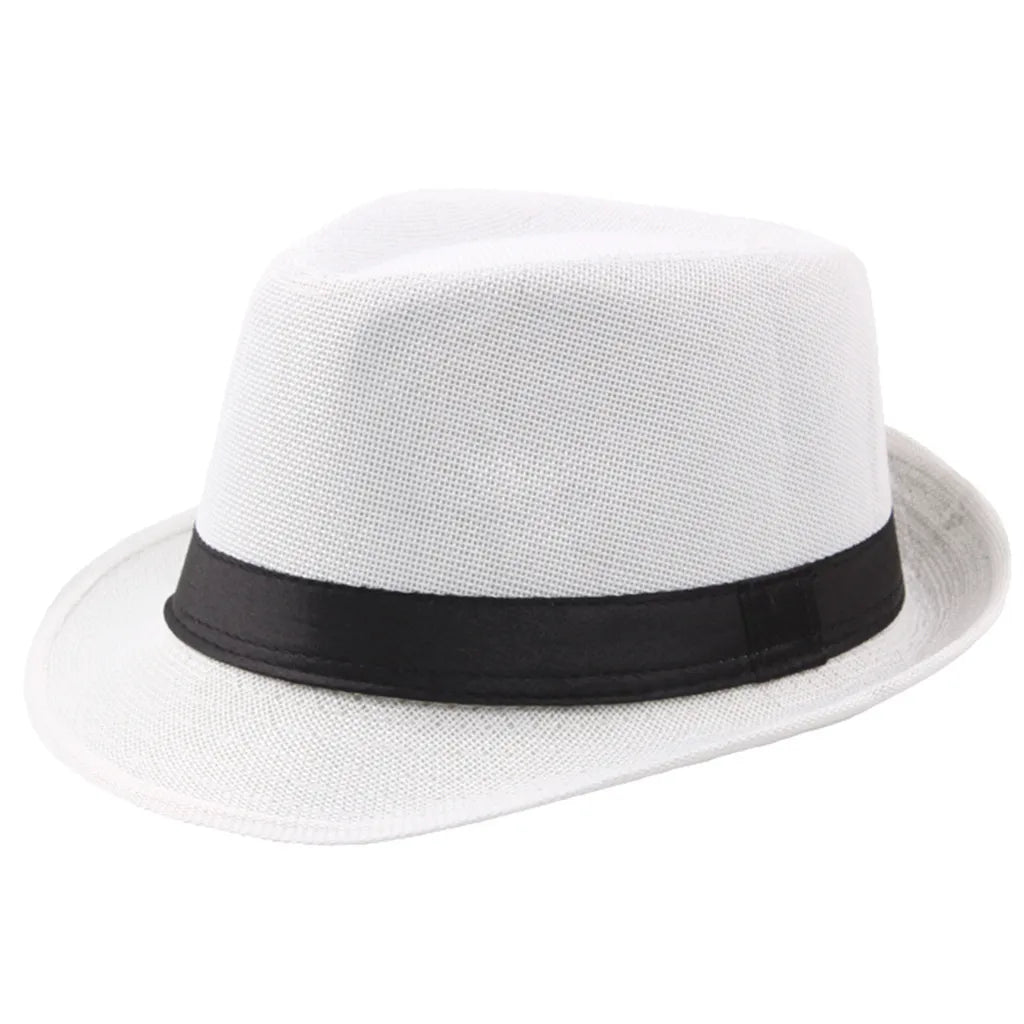 Unisex Summer Panama Hat – Wide Brim Straw Jazz Cap with Black Ribbon