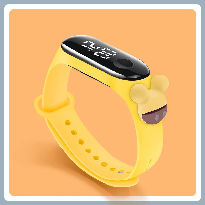 Kids' Fashion LED Watch – Mickey & Spiderman Design, Waterproof Sports Bracelet