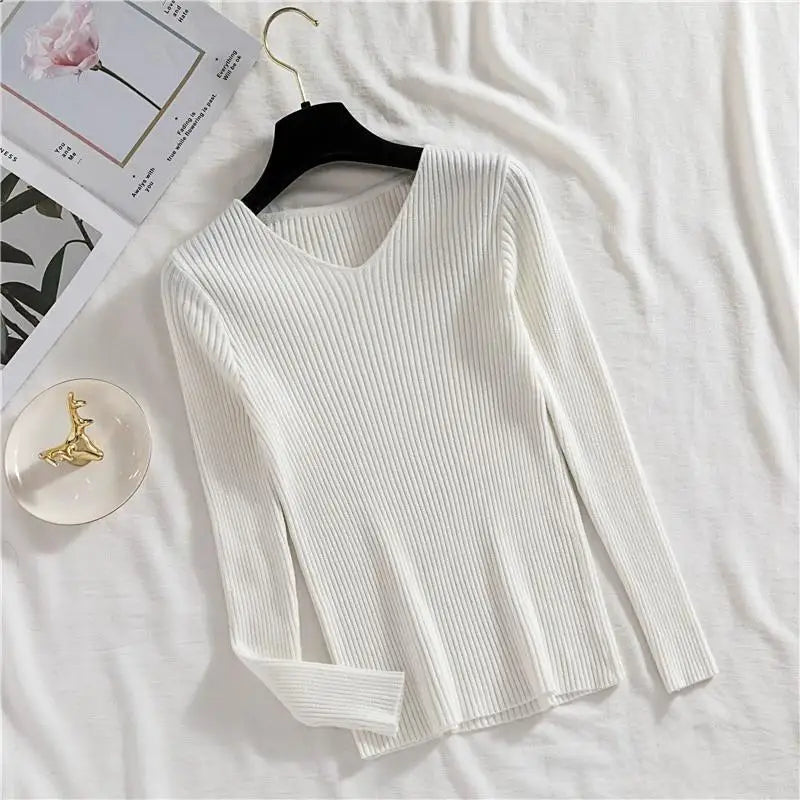 2025 Autumn Winter Women's Knitted Pullover Sweater – Casual Long Sleeve Solid Top