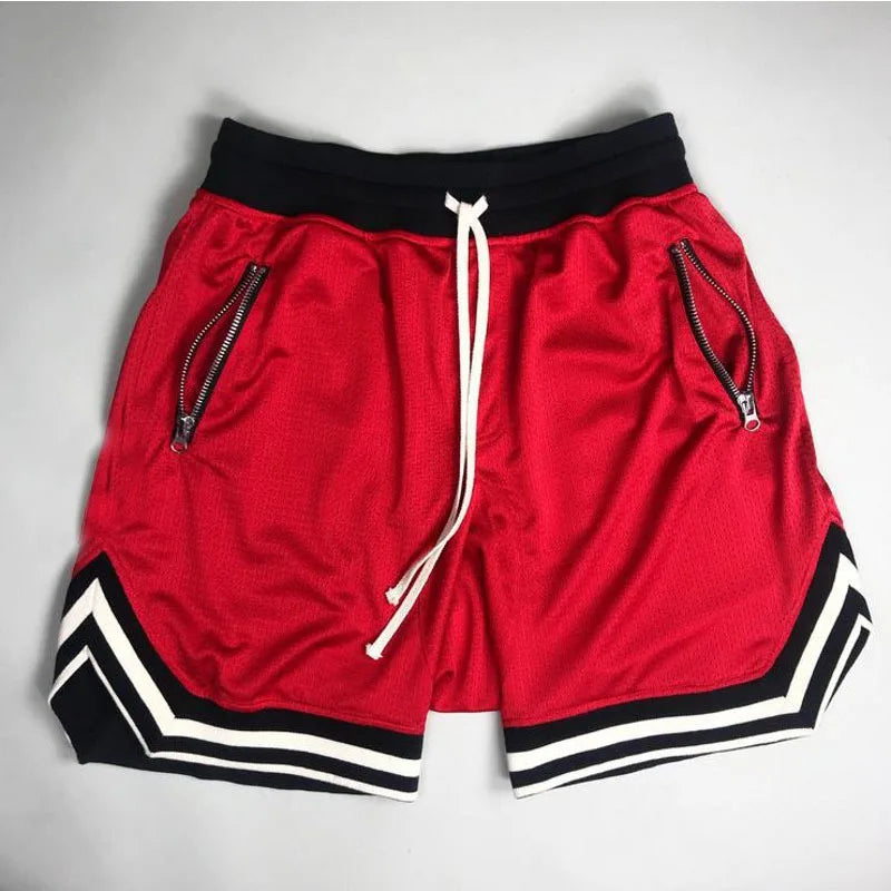 Men's Quick-Dry Sports Shorts – Breathable, Zipper Pockets, Drawstring, Loose Fit