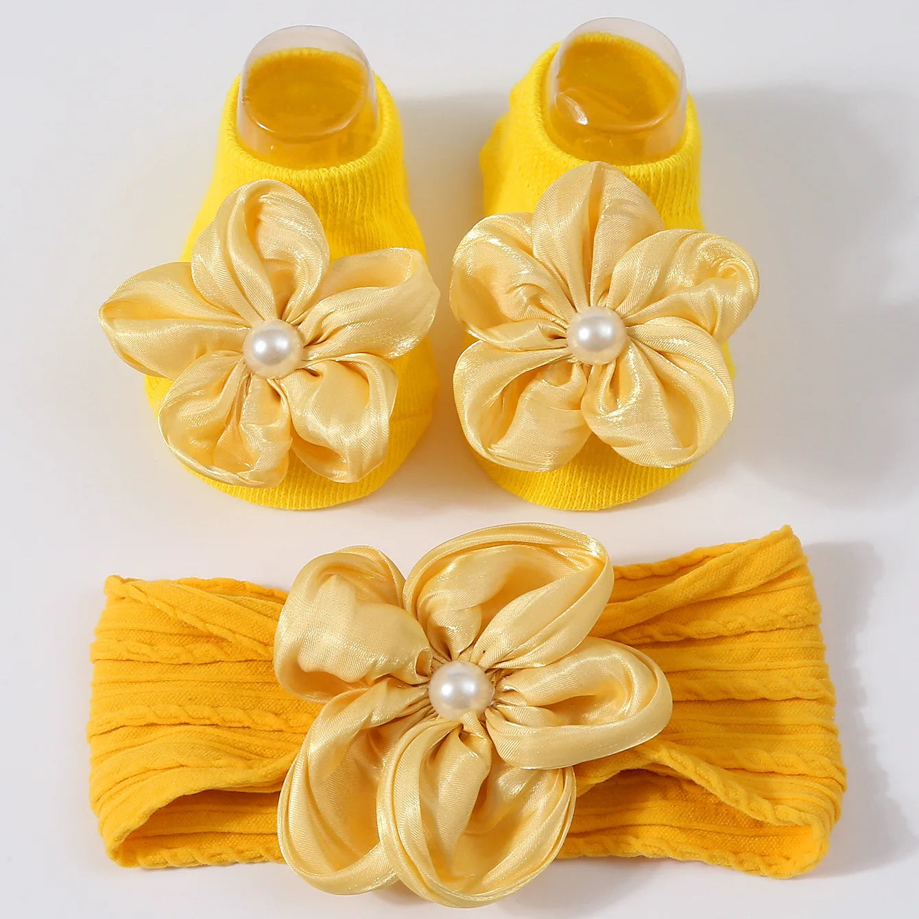 Baby Pearl Headband & Lace Socks Set (0–1Y)