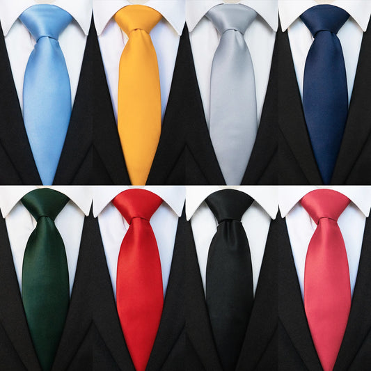 KAMBERFT Men's Classic 8cm Solid Color Satin Necktie Business Wedding Party Tie Gift