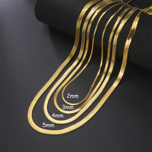 Skyrim Stainless Steel Snake Chain Necklace Gold Herringbone Choker for Women Men Trendy 2025 Jewelry Gift
