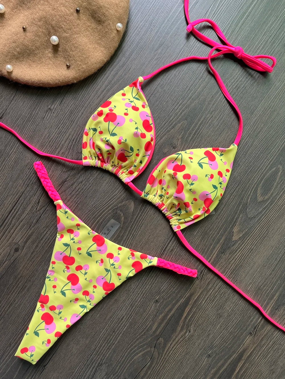 High-Waist Zebra Print Bikini – Brazilian Thong Set