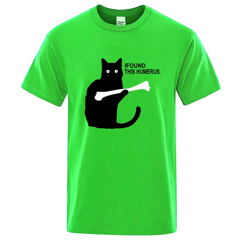 Summer Men's T-shirt High Quality 100% Cotton Funny Cat Printing Casual Cool Loose O-neck Graphic Male T Shirts for Men Tops