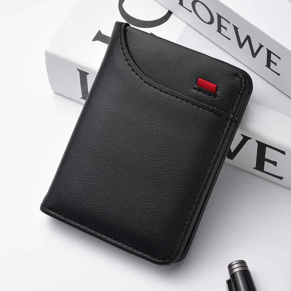 1Pc Ultra-Thin PU Leather Credit Card Holder — Mini Soft Vertical Men’s Wallet