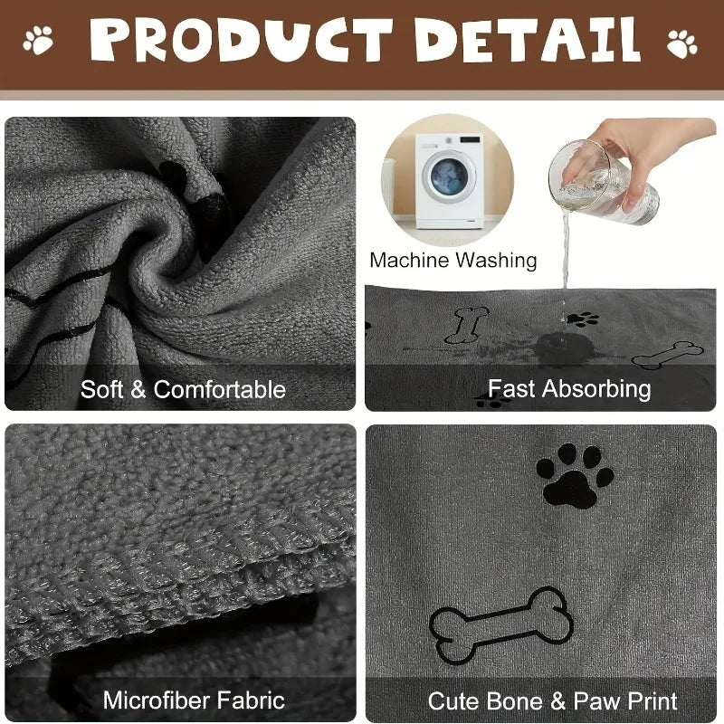 Quick-Dry Microfiber Pet Towel – Absorbent Bath Towel for Dogs & Cats