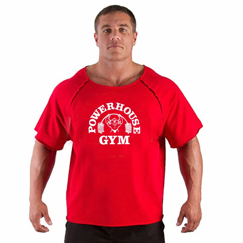 Men’s Gym & Fitness T-Shirt – Breathable, Oversized, Vintage Graphic Short Sleeve Cotton Top