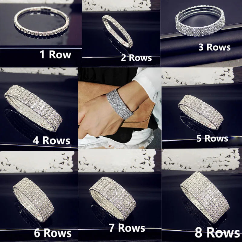 Luxury White AAA CZ Zircon Crystal Elastic Bracelet – Bling Iced Out Rhinestone Women’s Wedding Jewelry