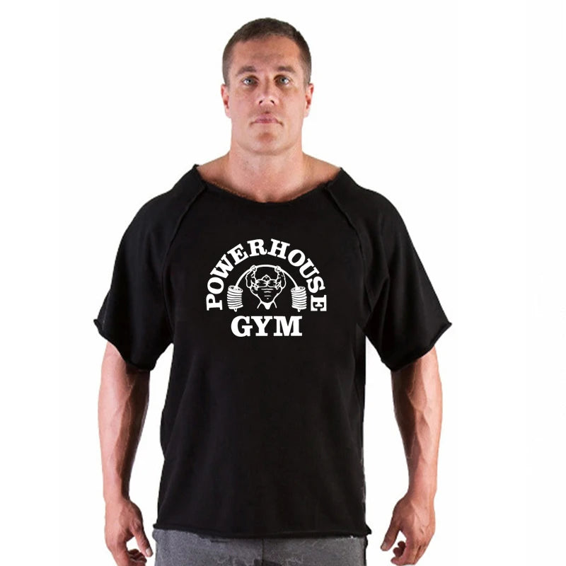 Men’s Gym & Fitness T-Shirt – Breathable, Oversized, Vintage Graphic Short Sleeve Cotton Top