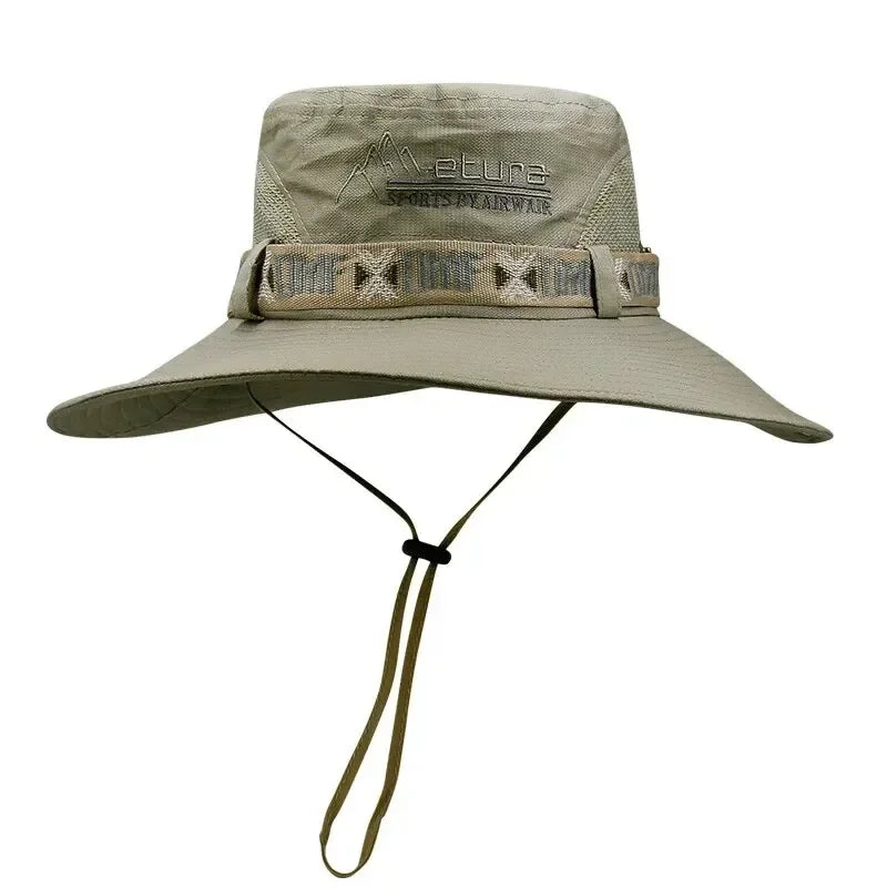 Summer Men’s Bucket Hat — Outdoor UV Protection Wide Brim Safari, Hiking & Beach Fisherman Cap with Mesh Design