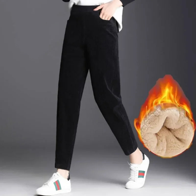Women’s Plush Corduroy Casual Pants for Winter