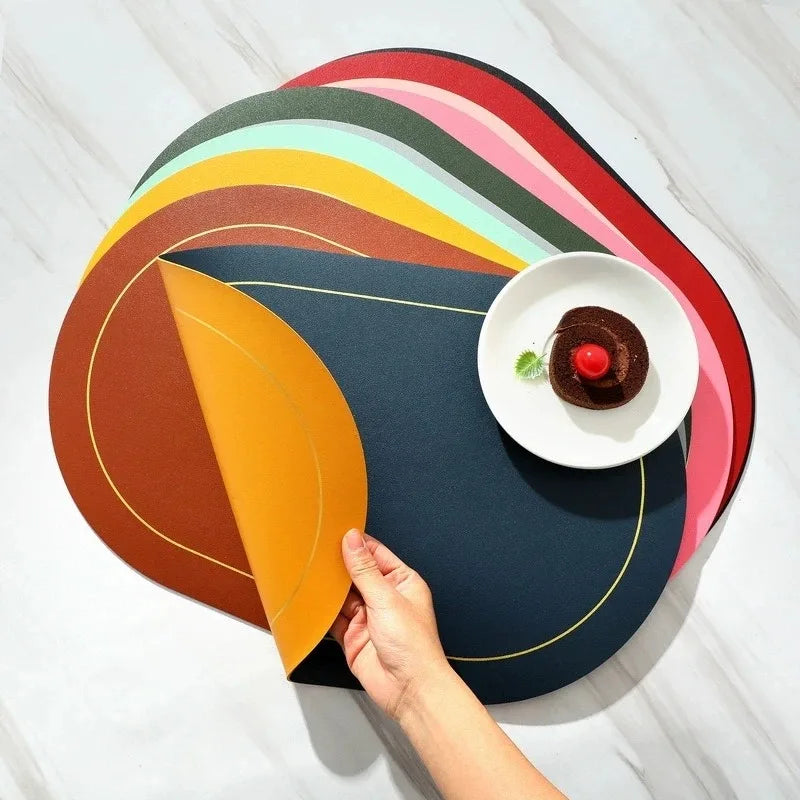 Oval Leather Placemats – Heat Resistant Washable Table Mats
