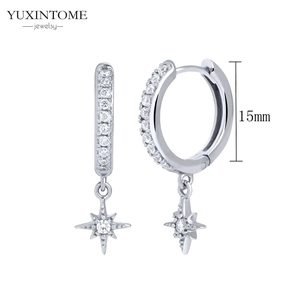 925 Sterling Silver White Zircon Tassel Hoop Earrings — Women’s Luxury Korean Fashion Jewelry 2025