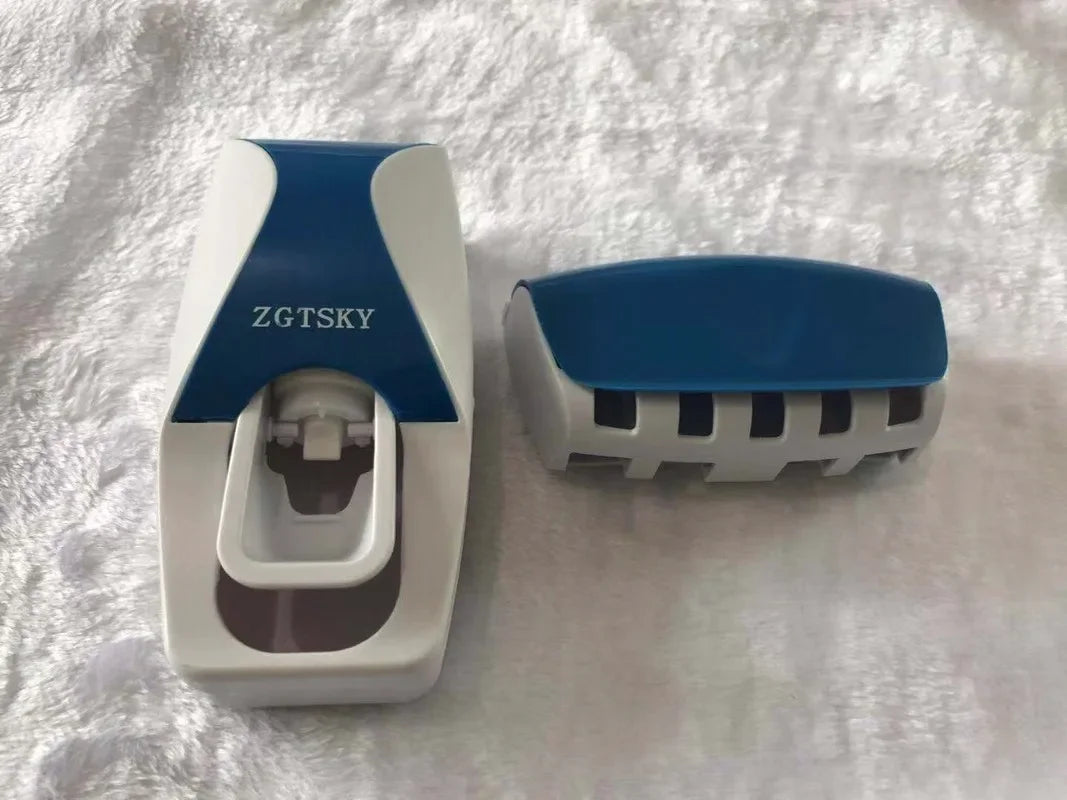 Automatic Toothpaste Dispenser & Toothbrush Holder – Wall-Mount Bathroom Set