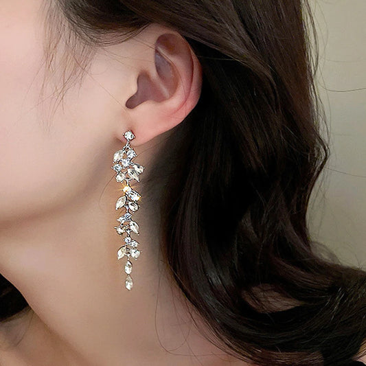 Shiny Crystal Zircon Drop Earrings for Women Geometric Tassel Vintage Pendant Fashion Jewelry