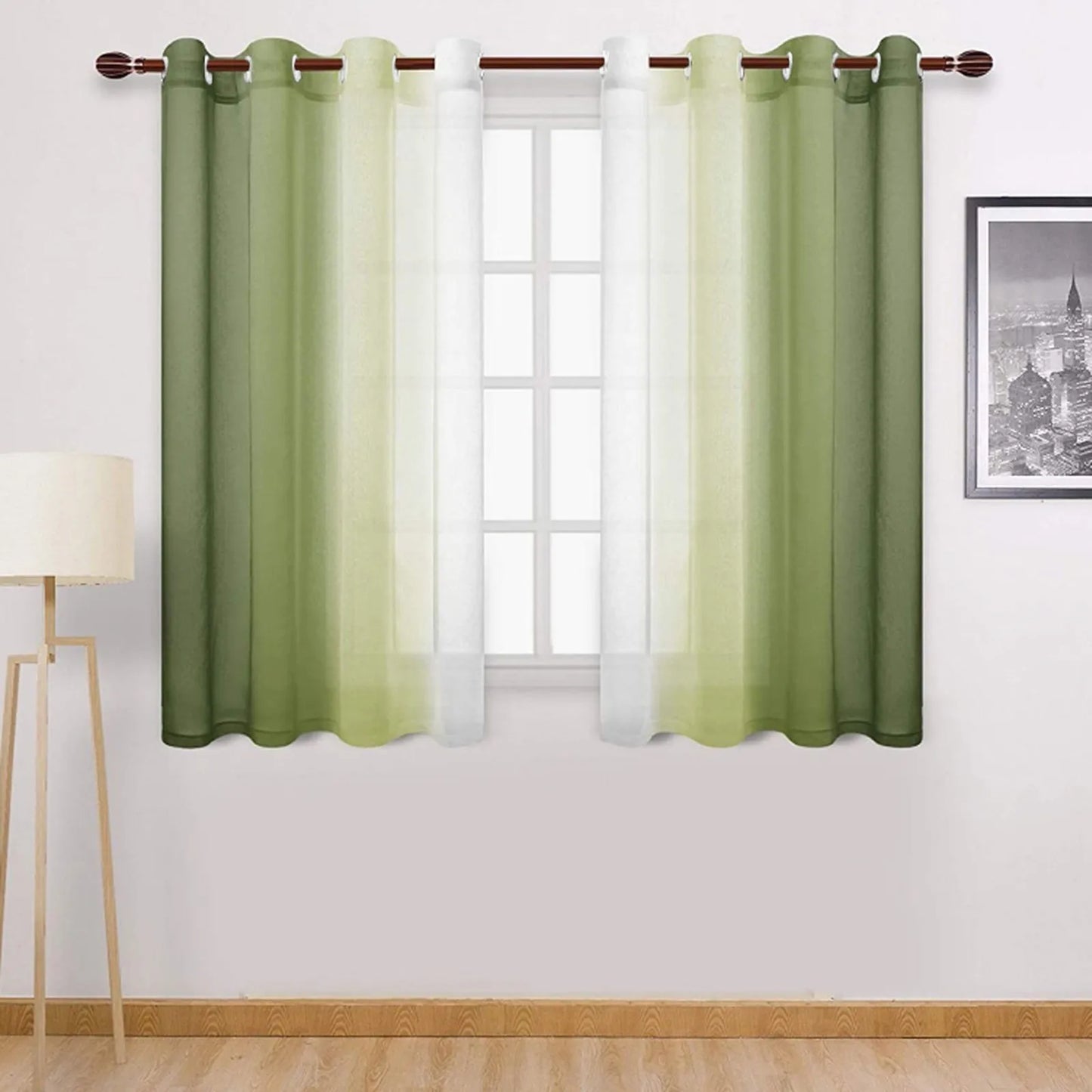 Gradient Blackout Curtains – Light-Filtering Faux Grommet Drapes for Bedroom & Living Room