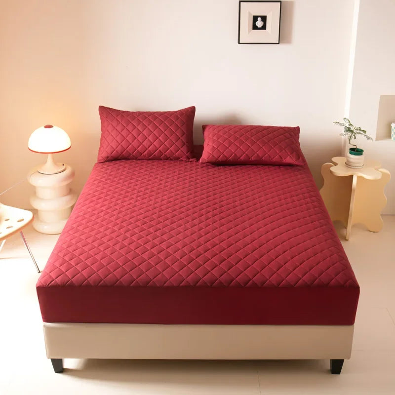 Waterproof Quilted Fitted Bed Sheet – 360° Elastic Mattress Protector, Single/Double/Queen/King