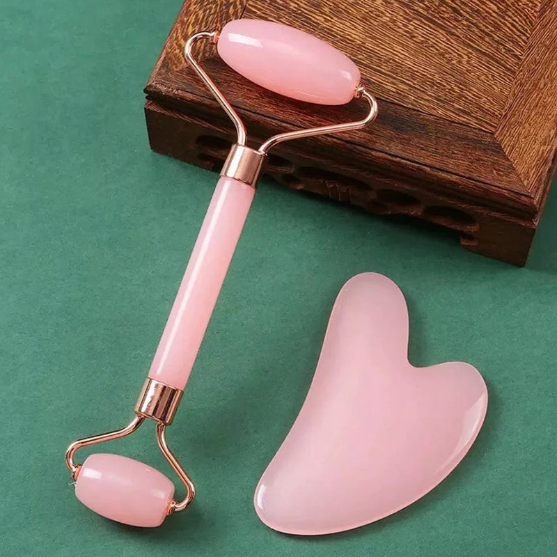 2Pcs Ice Face Roller & Gua Sha Set – Portable Facial Massage Tools for Lifting, Contouring, and Skincare Therapy