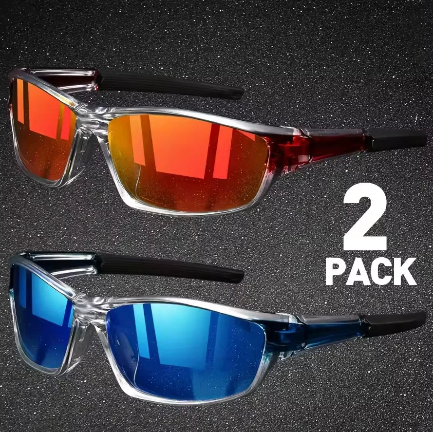2 Pairs Men’s Sports Sunglasses for Cycling & Driving