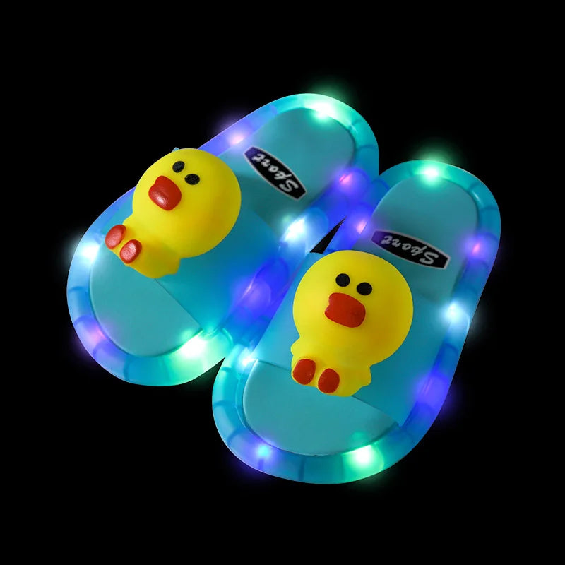 Kids' Cartoon Animal Light-Up Slippers – Cute Bathroom Shoes for Toddlers & Gifts
