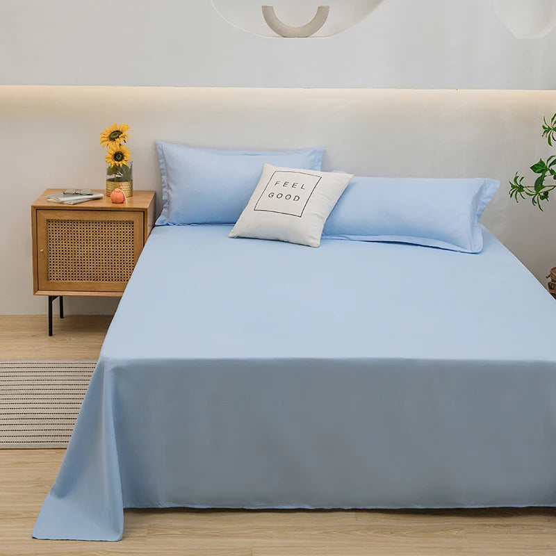 Soft Solid Color Flat Bed Sheet – Single, Double, Queen, or King Size