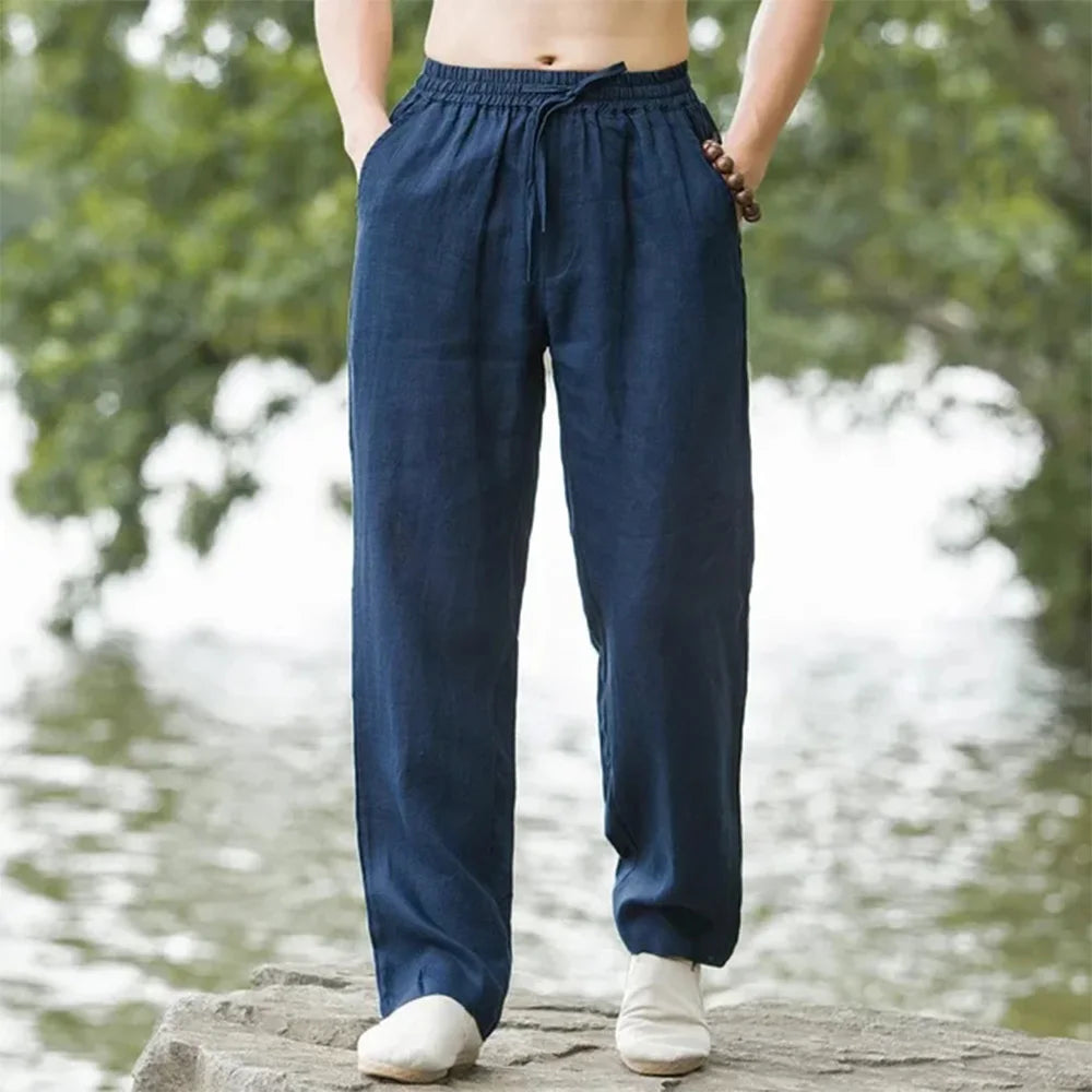 Men’s Cotton-Linen Beach Joggers – Casual Summer Pants