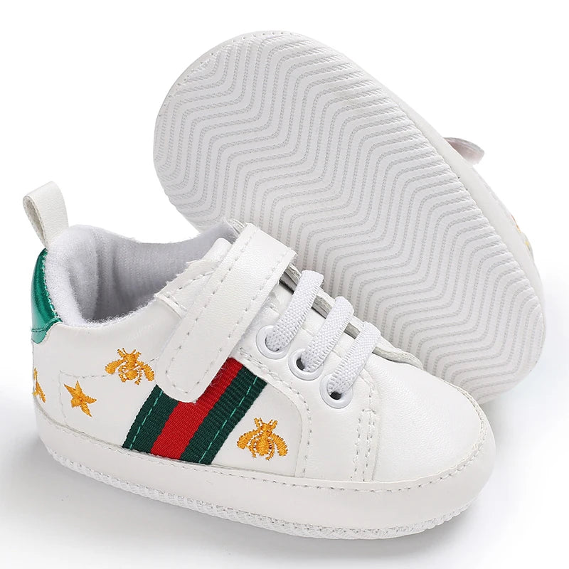 White Soft-Soled Baby Shoes — Non-Slip Sneakers for Boys & Girls, Spring Baptism