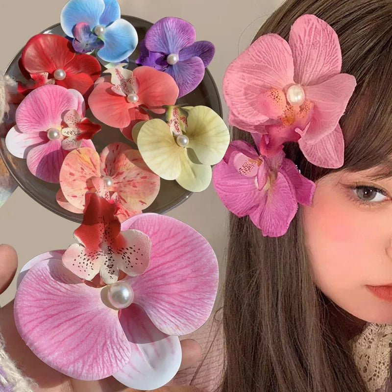 Phalaenopsis Flower Hair Clip – Elegant Floral Barrette for Girls