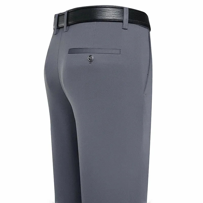 Men’s Business Casual Suit Pants – Straight Fit, Elastic Waist