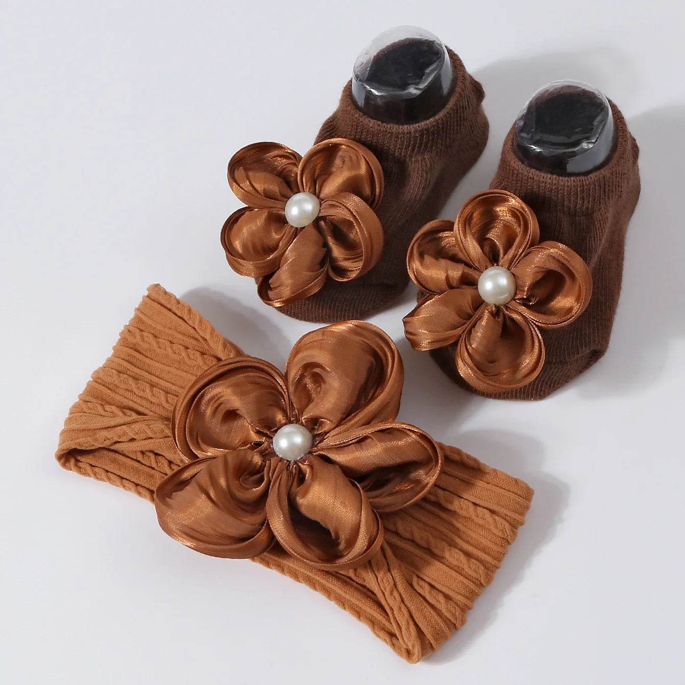 Baby Pearl Headband & Lace Socks Set (0–1Y)