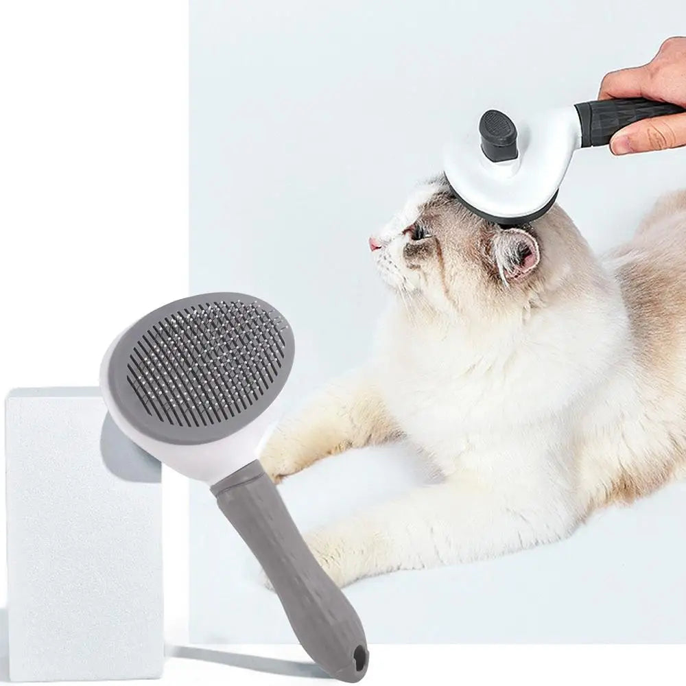 Automatic Pet Hair Removal Comb – Stainless Steel, One-Click Cleaning