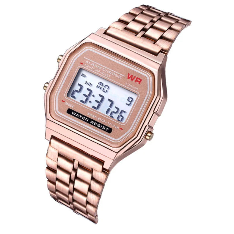 F91W Steel Band LED Digital Watch — Unisex Business & Sports Electronic Clock (Non-Waterproof)