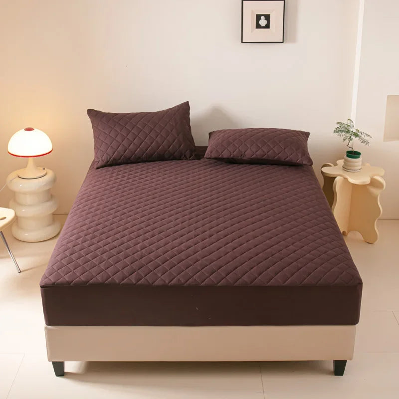 Waterproof Quilted Fitted Bed Sheet – 360° Elastic Mattress Protector, Single/Double/Queen/King
