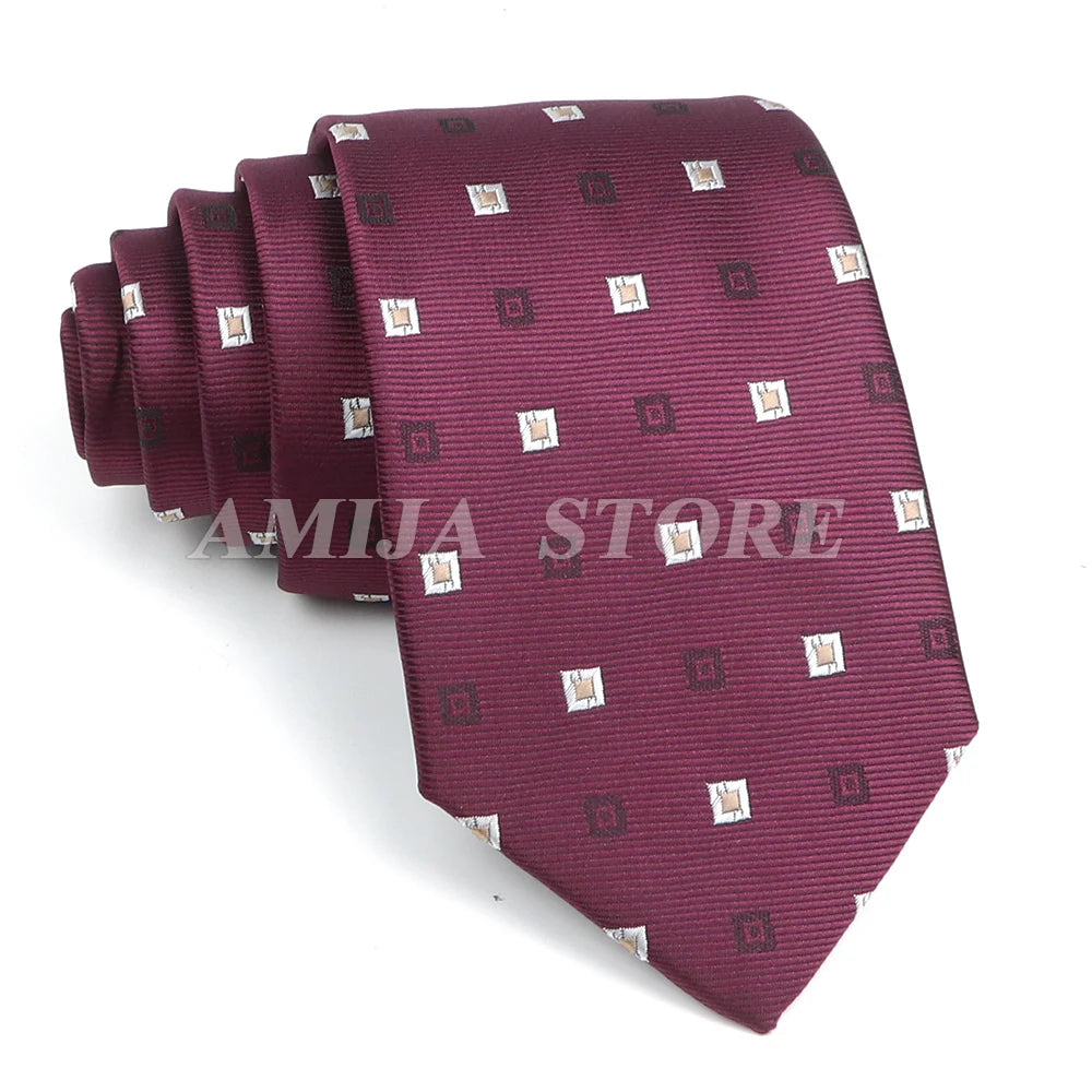 Men’s Jacquard Neck Ties 7cm – Floral & Stripe Design Necktie for Wedding, Party, Business & Daily Wear Gift