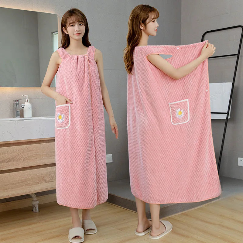 Women’s Wearable Bath Towel Wrap – Quick-Dry Absorbent Bathrobe.