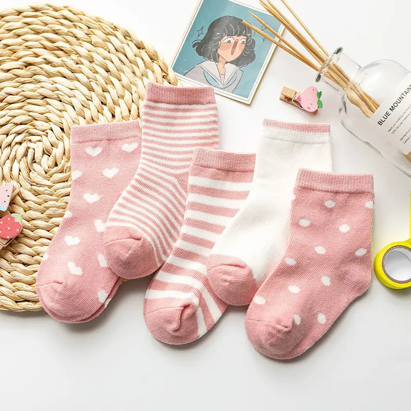 5 Pairs Baby Socks Cotton Cartoon Animal Cute Toddler Kids Socks for Boys & Girls 0–6 Years