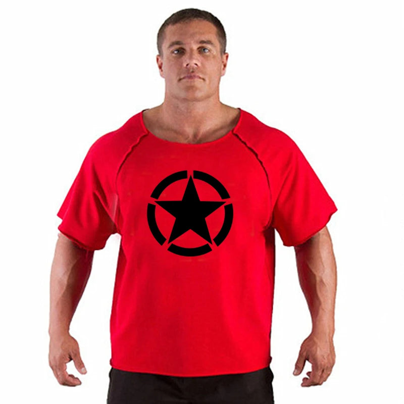 Men’s Gym & Fitness T-Shirt – Breathable, Oversized, Vintage Graphic Short Sleeve Cotton Top