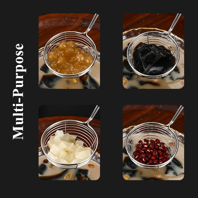 Stainless Steel Mesh Skimmer Spoon – Long Handle Strainer for Hot Pot, Noodles, Oil & Food