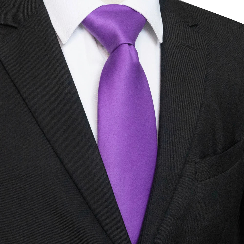 KAMBERFT Men's Classic 8cm Solid Color Satin Necktie Business Wedding Party Tie Gift