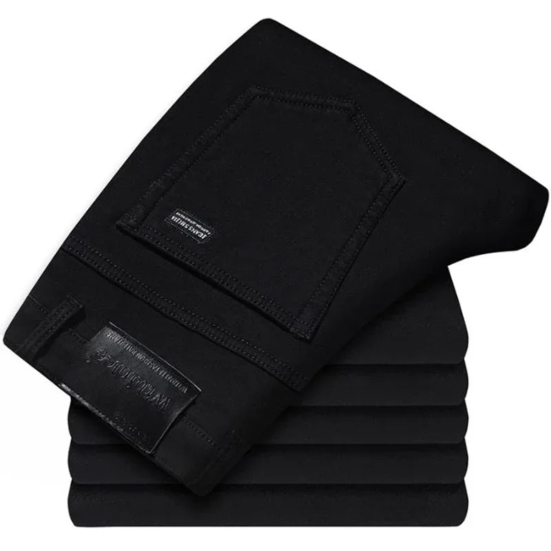 Men's Black Straight-Leg Jeans – Slim Fit Streetwear