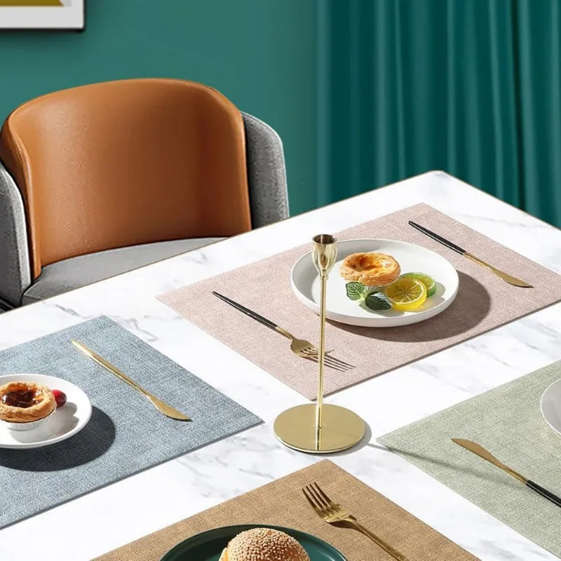 Double-Sided Faux Leather Placemats – Waterproof & Heat-Resistant Nordic Table Mats